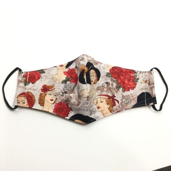 2/$15 - Paris Mask, Vintage Red Hat Fashion Face Mask, Filti Filter - Picture 3 of 16